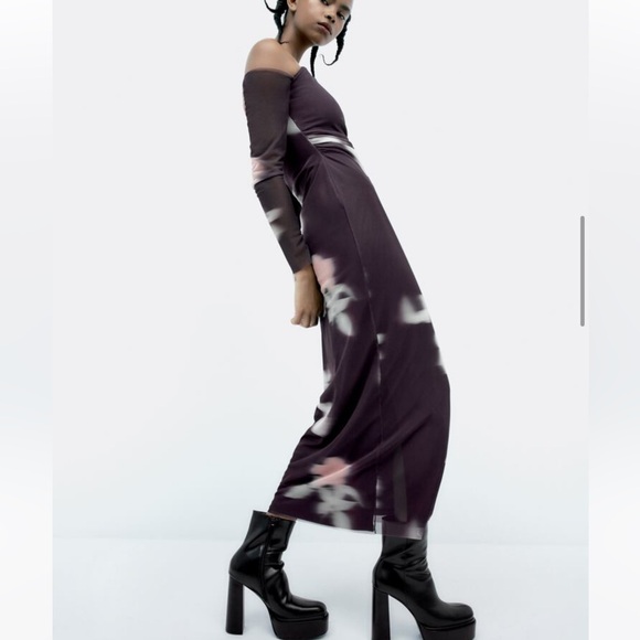 Zara Midi Asymmetrical Dress Lilac Color - Picture 4 of 10